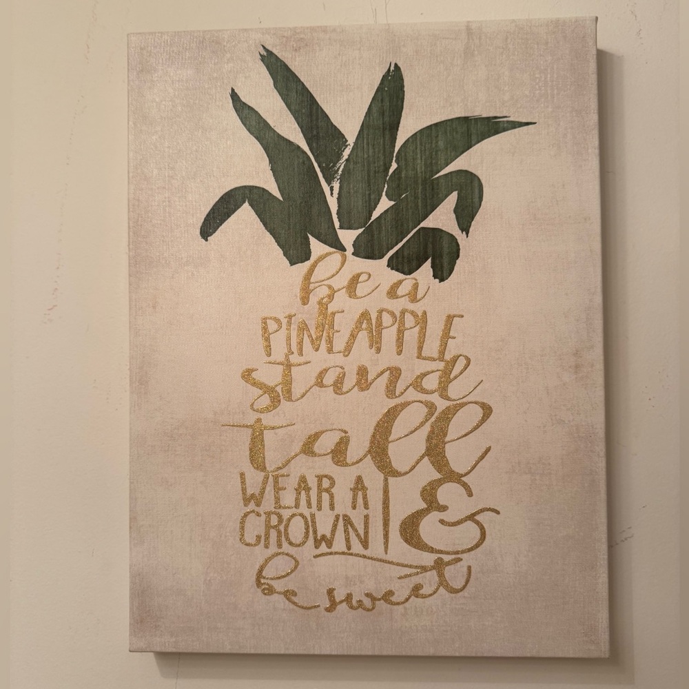 Pineapple Canvas Wall Art - Green and Gold